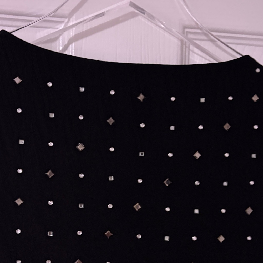 Black Studded Dress with Silver & Black Embellishments